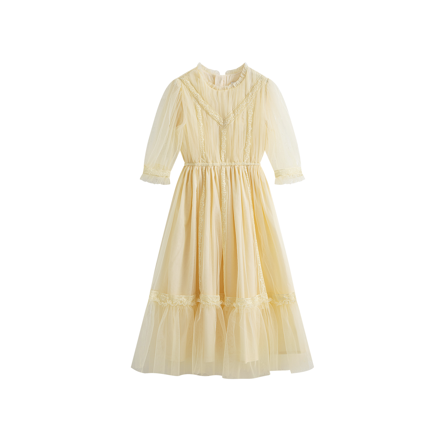 CERA UNA VOLTA PASTEL YELLOW TULLE WAISTED GOWN