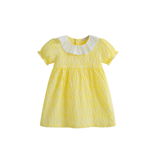 CERA UNA VOLTA YELLOW FLORAL RUFFLED COLLARED DRESS