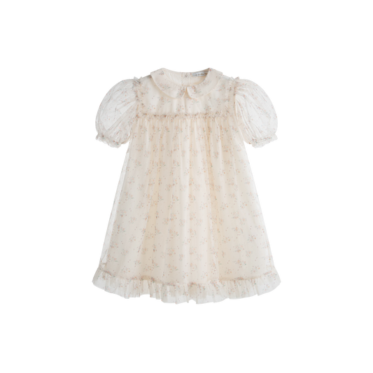 CERA UNA VOLTA CREAM FLORAL TULLE DRESS