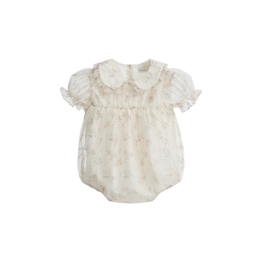 CERA UNA VOLTA CREAM FLORAL PETER PAN COLLAR ROMPER