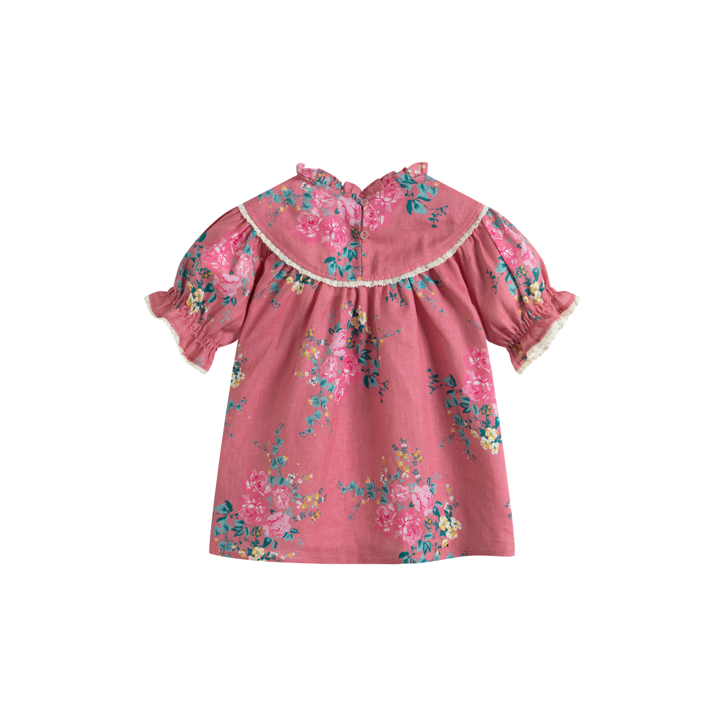 CERA UNA VOLTA DEEP PINK FLORAL LACE TRIM SHIRT