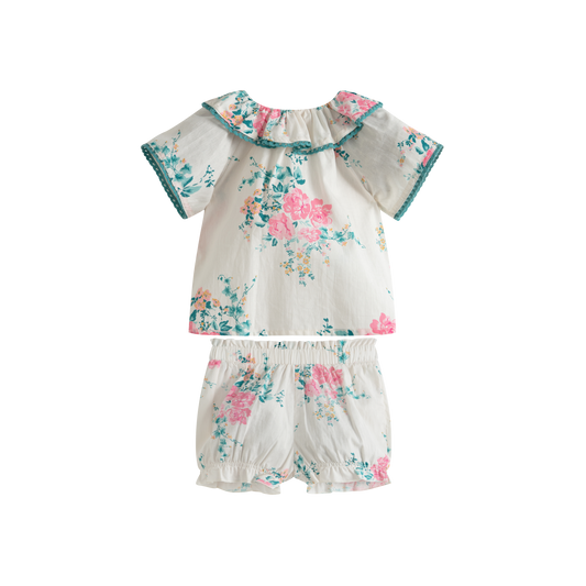 CERA UNA VOLTA BLUE/PINK ROSE CLUSTER BLOOMER SET