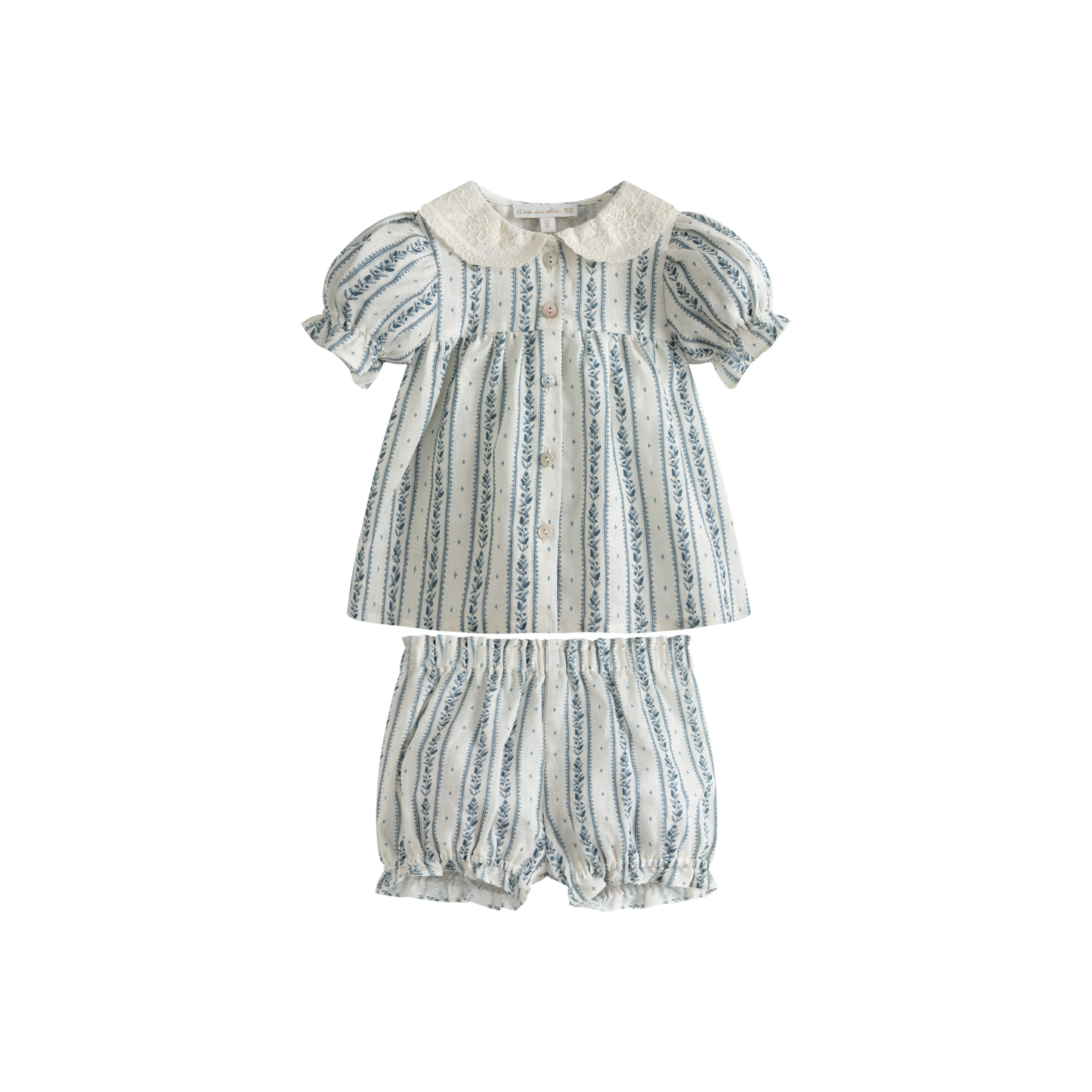 CERA UNA VOLTA WHITE/BLUE STRIPED BUTTON  SET