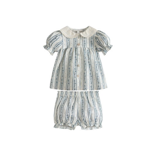 CERA UNA VOLTA WHITE/BLUE STRIPED BUTTON  SET