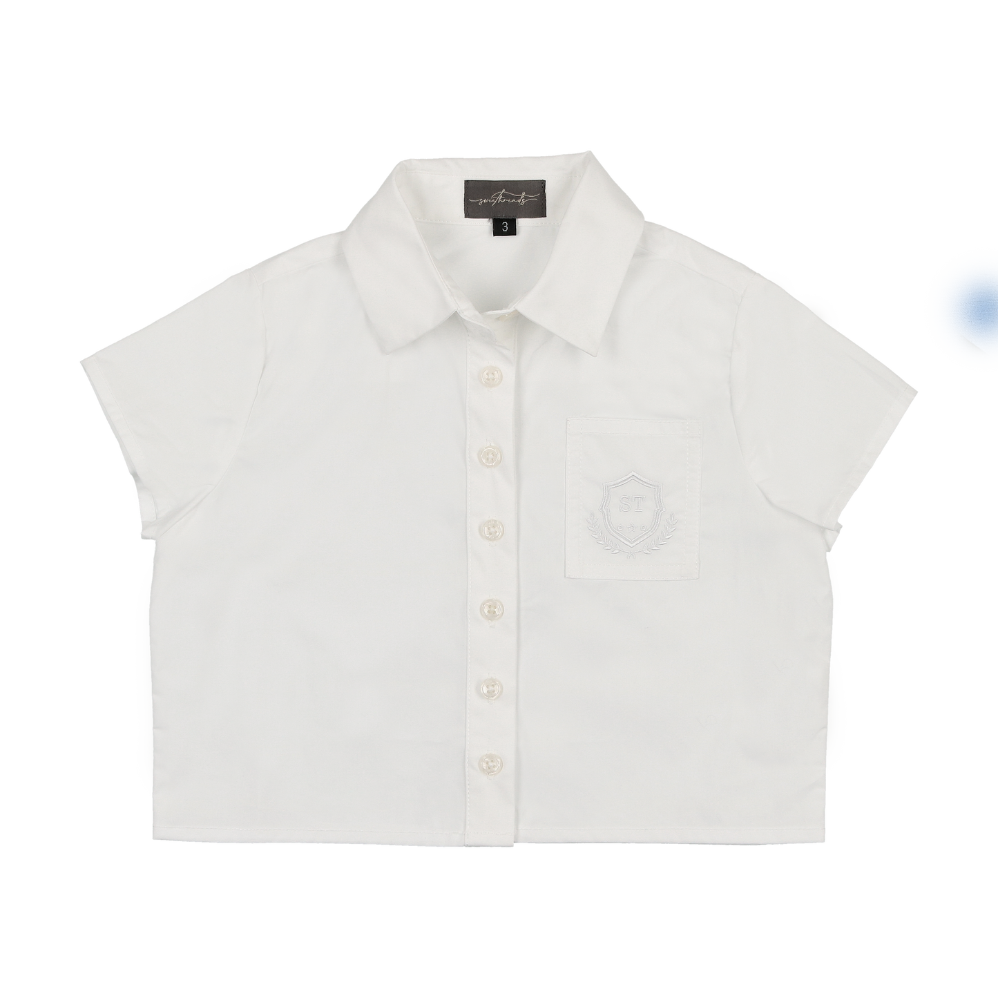 SWEET THREADS WHITE EMBROIDERED POCKET SHIRT