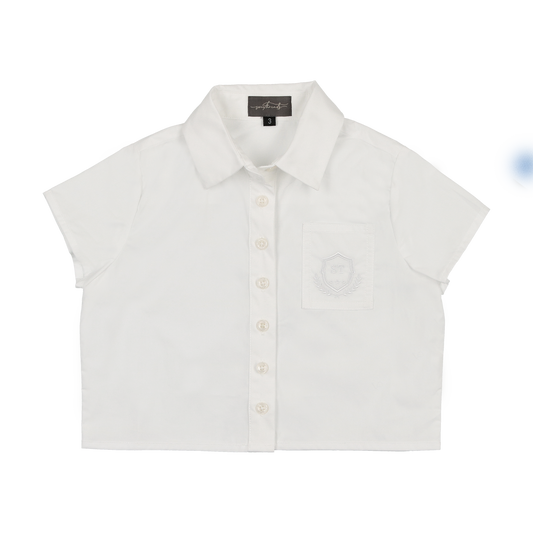 SWEET THREADS WHITE EMBROIDERED POCKET SHIRT