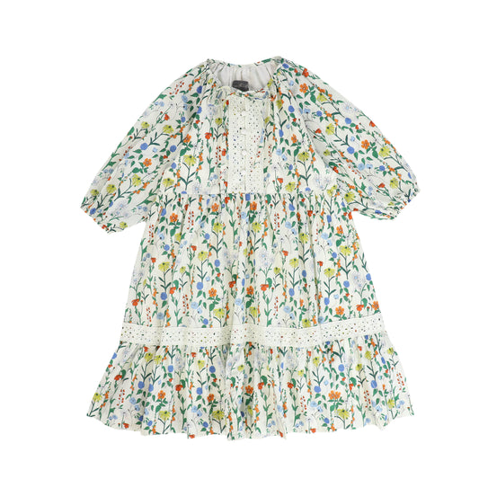 SWEET THREADS GREEN GARDEN PRINTED DRESS