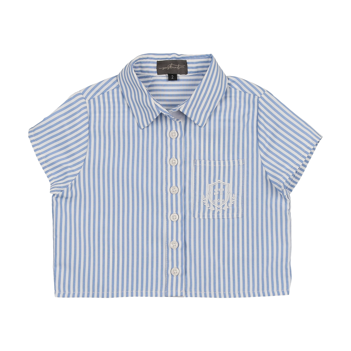 SWEET THREADS BLUE STRIPE COLLAR SHIRT