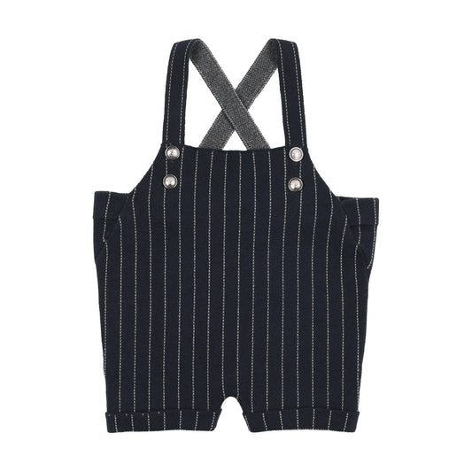 SWEET THREADS NAVY STRIPE BUTTON OVERALLS