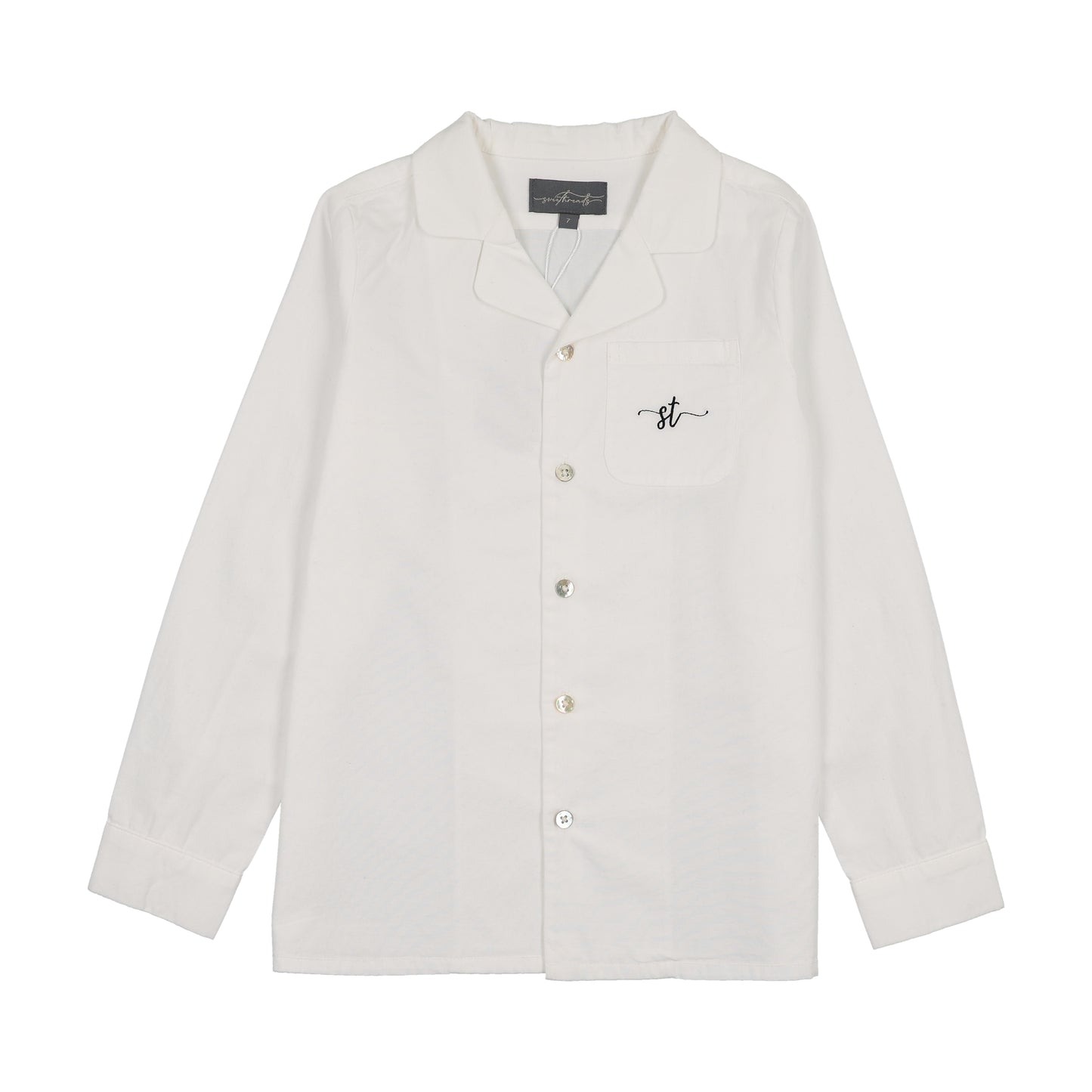 SWEET THREADS WHITE COLLAR EMBLEM SHIRT