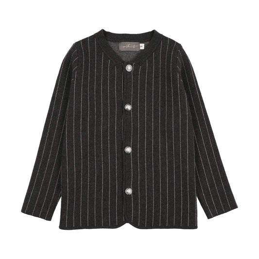 SWEET THREADS GREY STRIPE BUTTON BLAZER