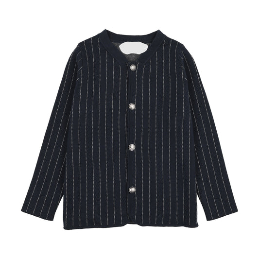 SWEET THREADS NAVY STRIPE BUTTON BLAZER