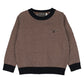 SWEET THREADS CAMEL/NAVY PATTERN KNIT SWEATER
