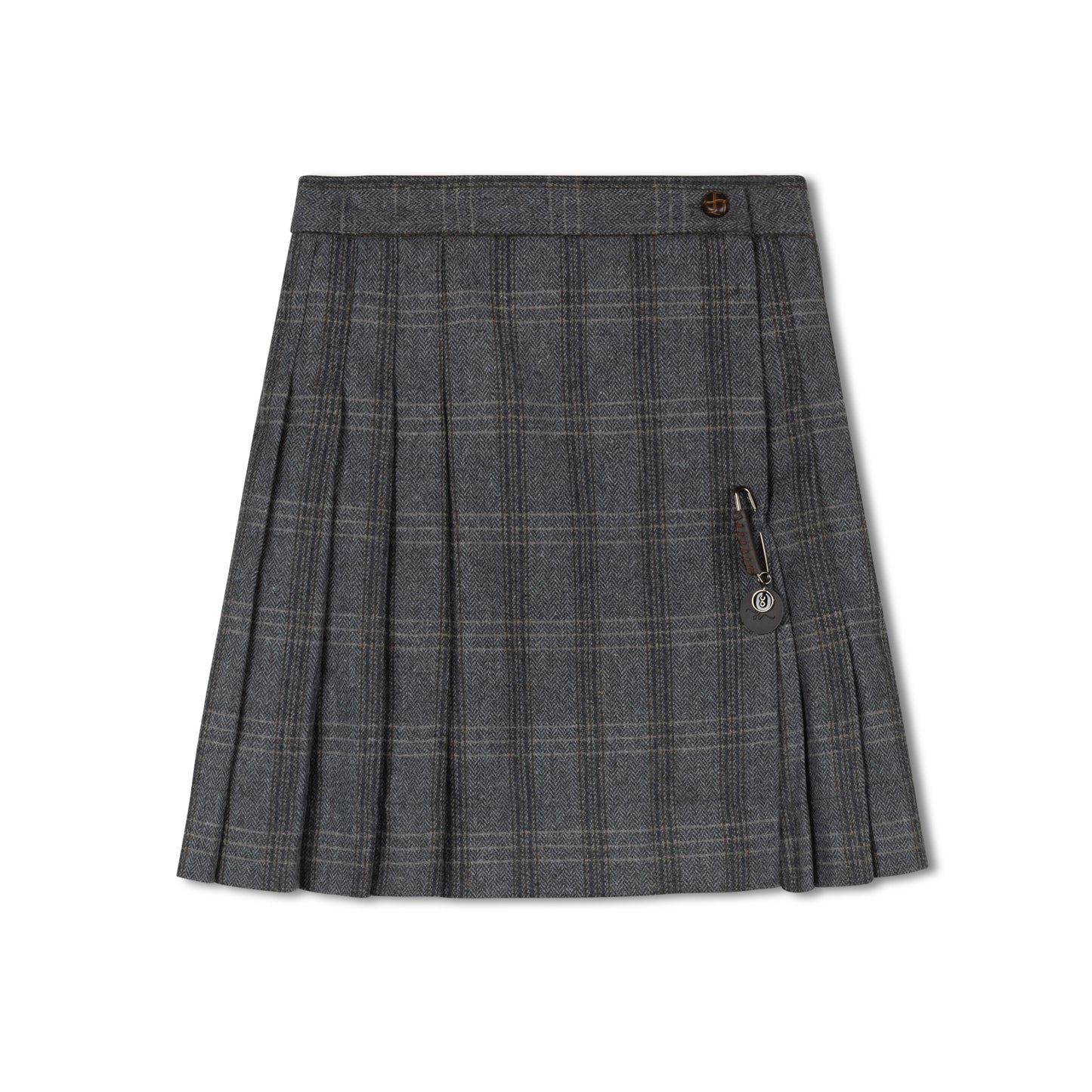 SWEET THREADS CHARCOAL PLAID PLEATED SKIRT
