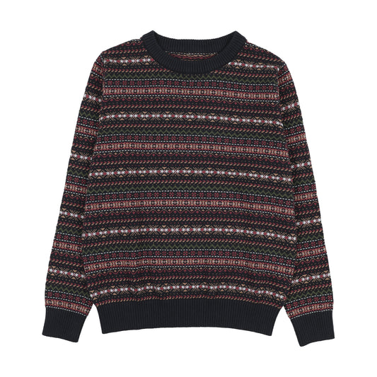 SWEET THREADS BURGUNDY PATTERN KNIT SWEATER