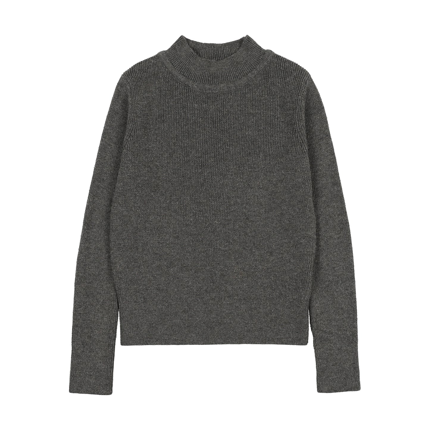 SWEET THREADS HEATHER GREY RIBBED TURTLENECK