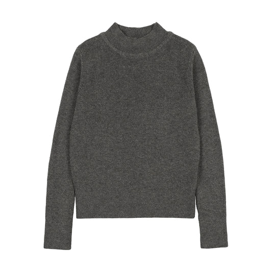 SWEET THREADS HEATHER GREY RIBBED TURTLENECK