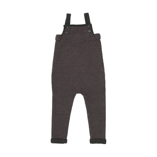 SWEET THREADS PLUM/GREY PATTERN KNIT OVERALLS