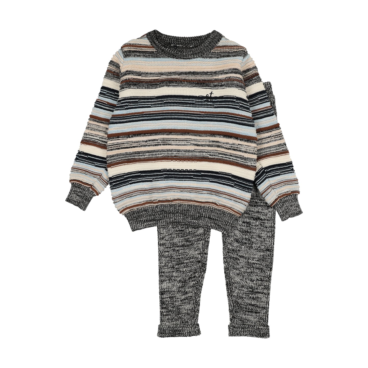SWEET THREADS  MULTICOLOR STRIPED KNIT SWEATER SET