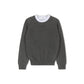 SWEET THREADS GREY RUFFLE COLLAR KNIT SWEATER
