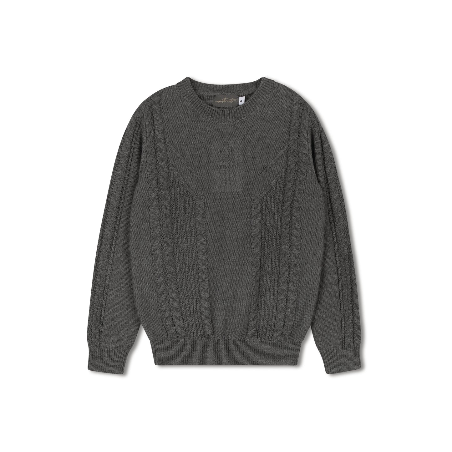 SWEET THREADS CHARCOAL CABLE KNIT SWEATER
