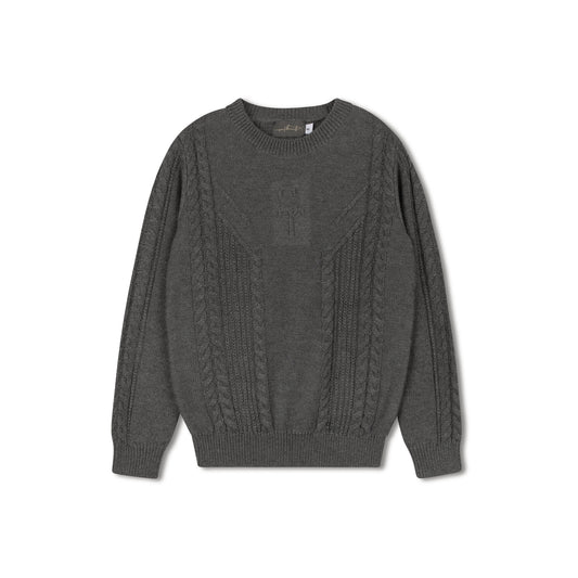 SWEET THREADS CHARCOAL CABLE KNIT SWEATER