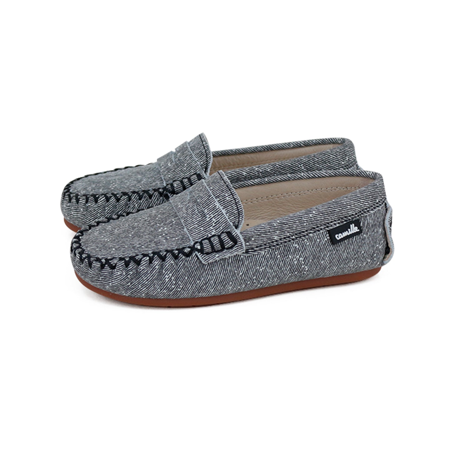 CAMILLE KIDS BLACK DENIM PENNY LOAFER