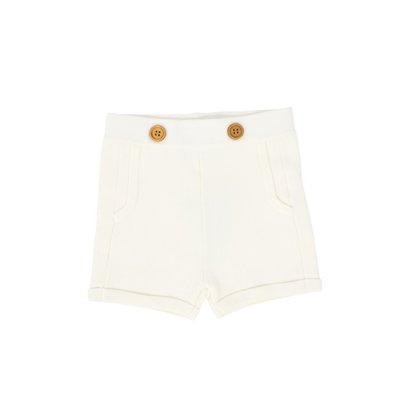 SWEET THREADS CREAM TEXTURED KNIT BUTTON SHORTS