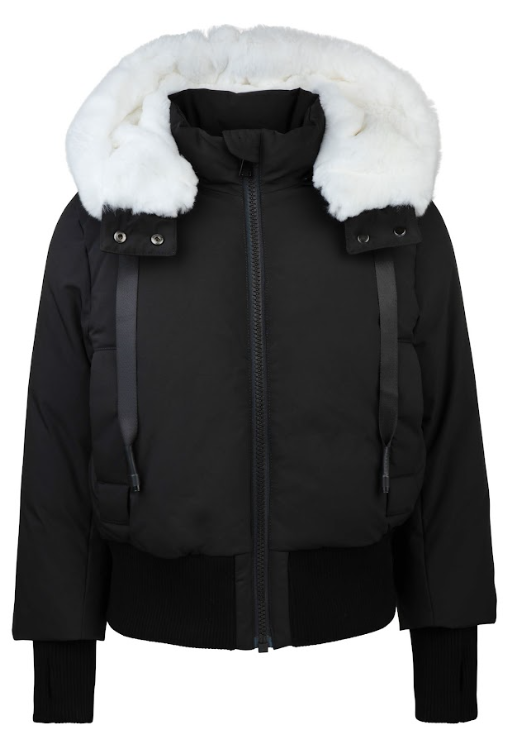 PRAMIE BLACK/WHITE FUR LINED BOMBER COAT