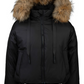 PRAMIE BLACK/NATURAL FUR TRIM COAT