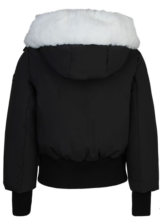 PRAMIE BLACK/WHITE FUR LINED BOMBER COAT