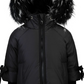 PRAMIE BLACK/WHITE OMBRE FUR TRIM COAT