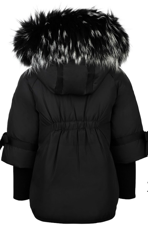 PRAMIE BLACK/WHITE OMBRE FUR TRIM COAT