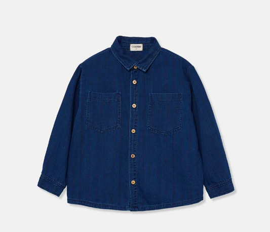 MY LITTLE COZMO BLUE DENIM COLLAR SHIRT