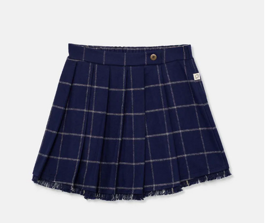 MY LITTLE COZMO NAVY PLAID PLEATED SKIRT [FINAL SALE]