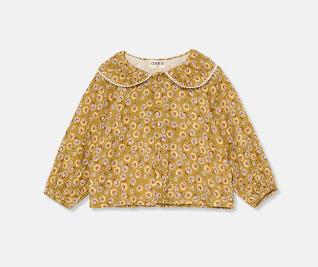 MY LITTLE COZMO MUSTARD BOHO FLORAL BLOUSE [FINAL SALE]