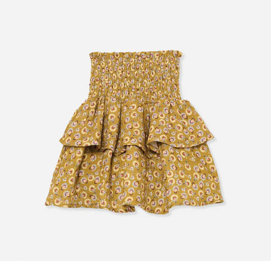 MY LITTLE COZMO MUSTARD BOHO FLORAL LAYER SKIRT [FINAL SALE]