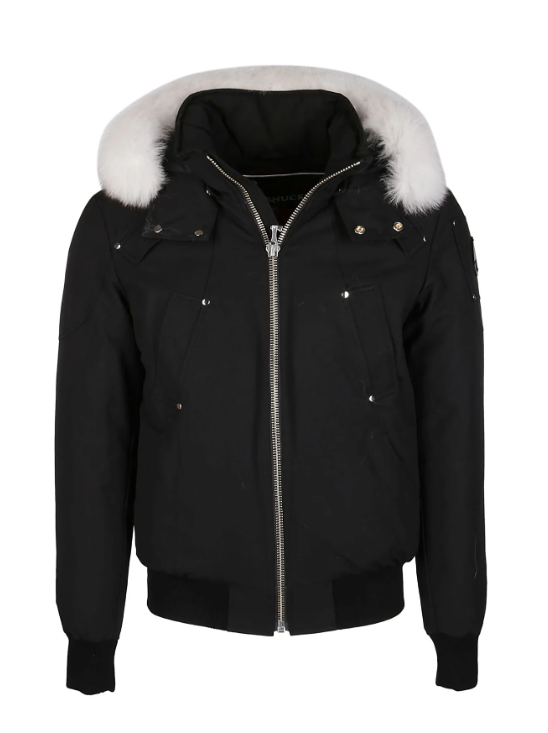 MOOSE KNUCKLES BLACK/WHITE FUR BOMBER COAT