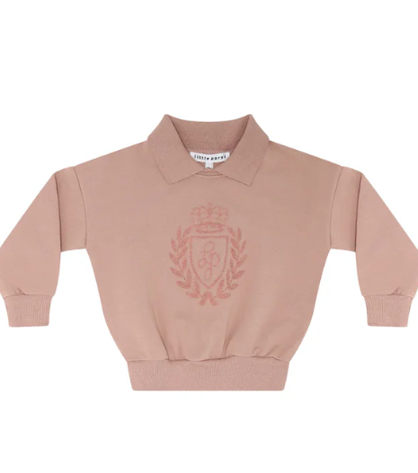 LITTLE PARNI PINK LOGO FLOCKING COLLAR SWEATSHIRT