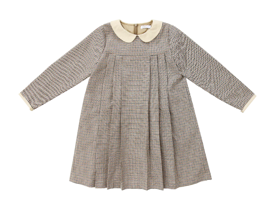 COCO BLANC BROWN HOUNDSTOOTH COLLAR DRESS