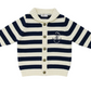 COCO BLANC NAVY/CREAM SHAWL COLLAR SWEATER