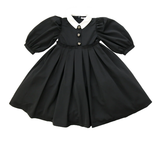 COCO BLANC BLACK TAFFETA COLLAR DRESS