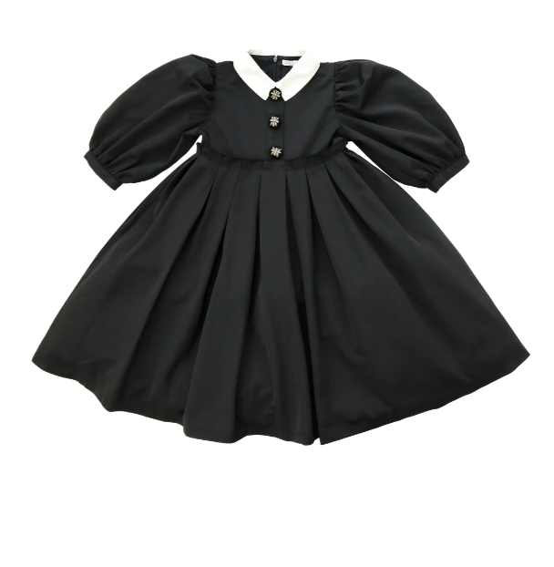COCO BLANC BLACK TAFFETA COLLAR DRESS
