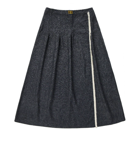 COCO BLANC NAVY MARLD SIDE FRINGE SKIRT