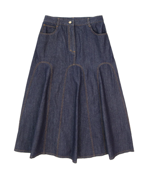 COCO BLANC MID BLUE DENIM SEAM SKIRT