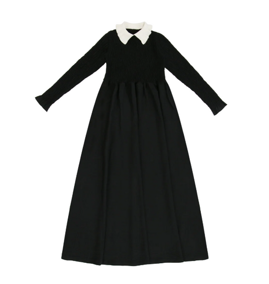 COCO BLANC BLACK COLLARED MAXI DRESS