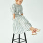 CERA UNA VOLTA WHITE/BLUE STRIPED SMOCKED DRESS