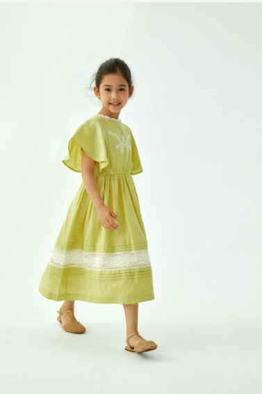 CERA UNA VOLTA YELLOW/WHITE EMBROIDERED LINEN JUMPER