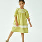 CERA UNA VOLTA YELLOW/WHITE EMBROIDERED LINEN DRESS
