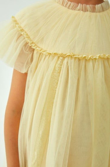 CERA UNA VOLTA PASTEL YELLOW TULLE RUFFLED DRESS